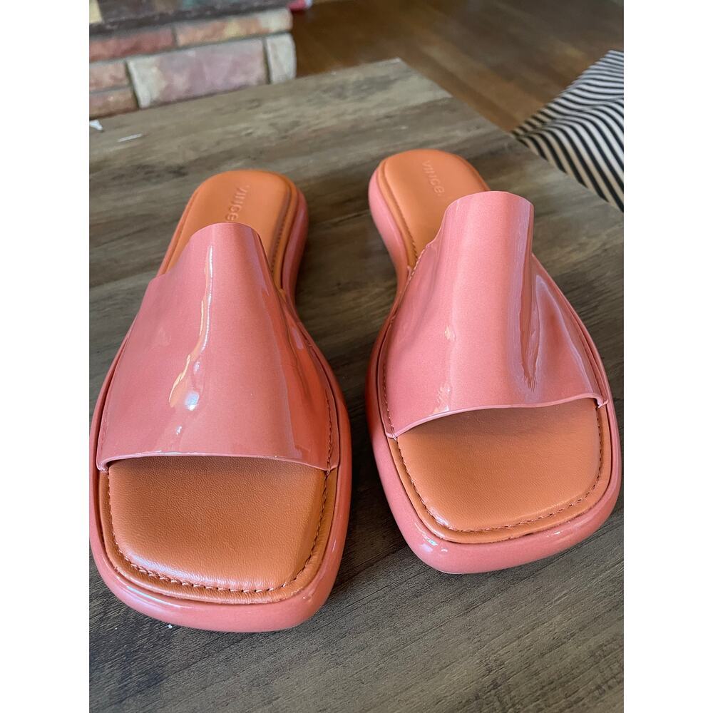 NWOT VINCE Coral Patent Leather High Quality Slides